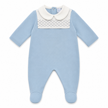 Jersey Smock Onesie - Light Blue