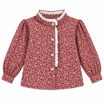 Girl Shirt - Flowers Bordeaux