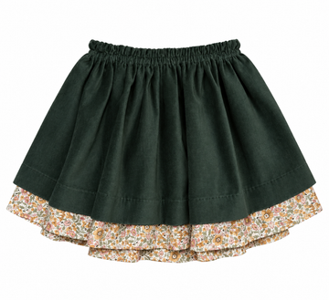 Giuli Double Skirt - Green & Yellow Flowers