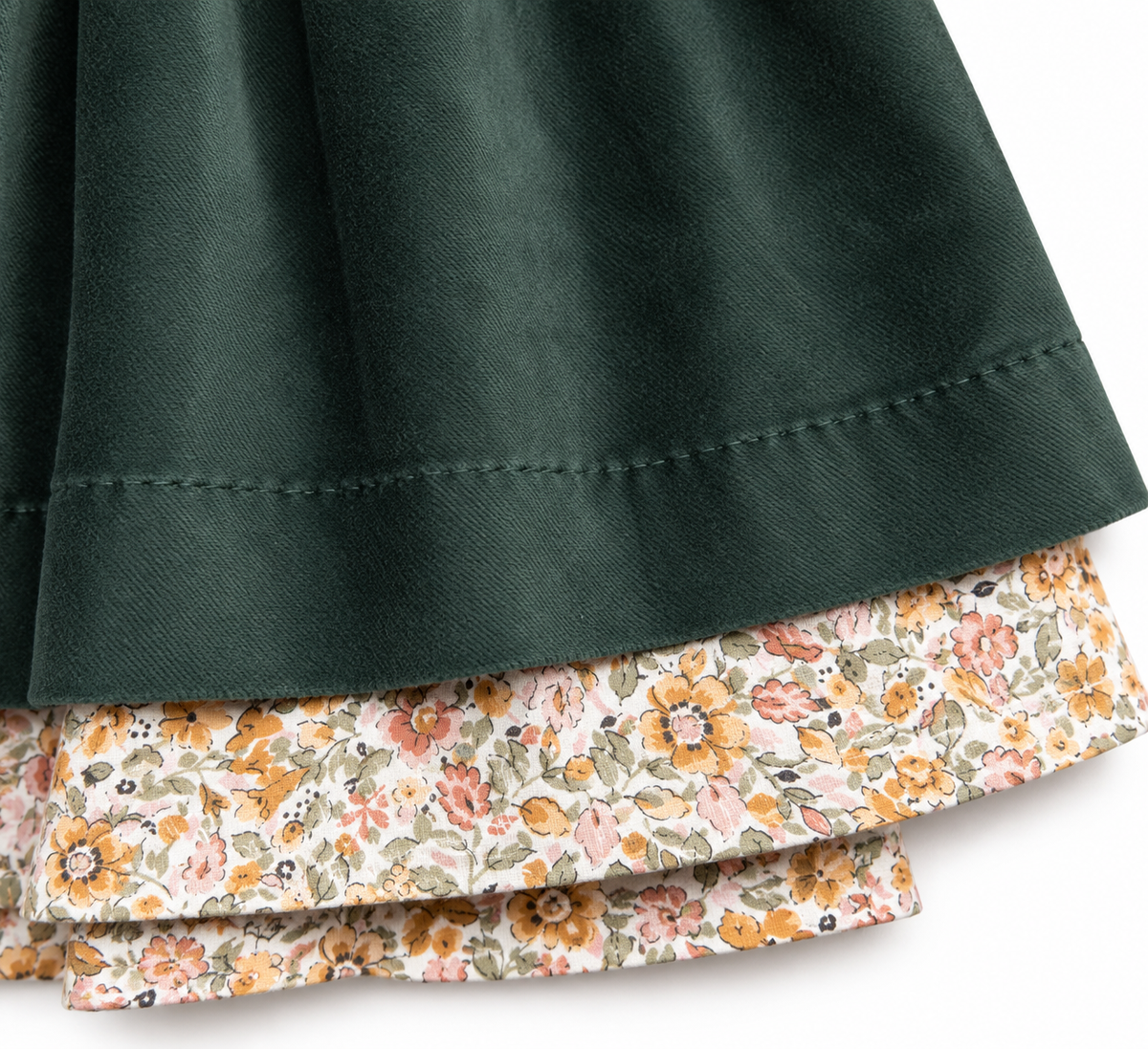 Giuli Double Skirt - Green & Yellow Flowers