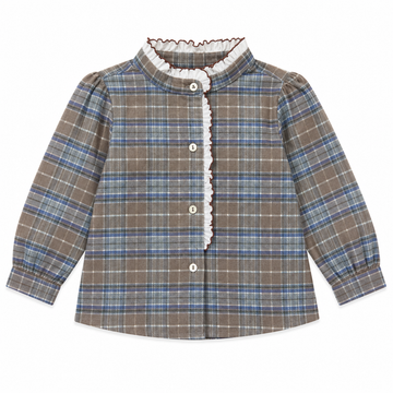 Girl Shirt - Brown Tartan