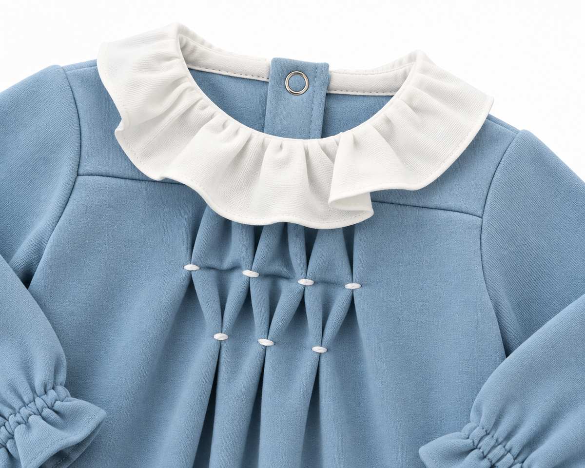 Baby Onesie Smock - Light Blue