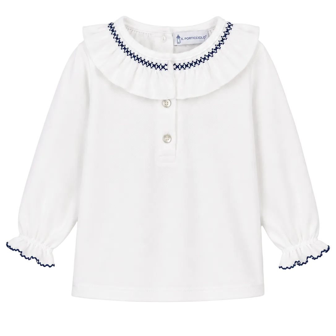 Girl Smock Polo - Navy
