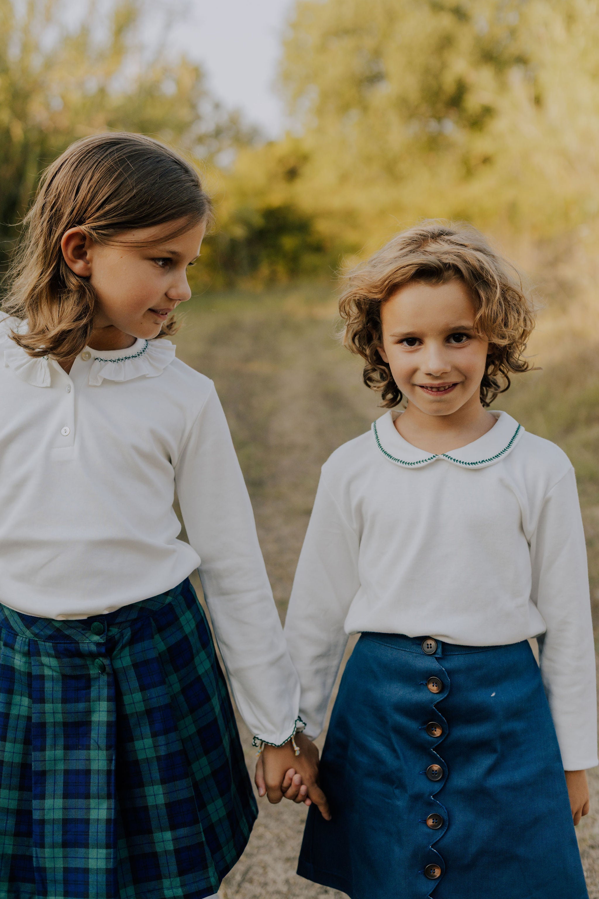 Girl Smock Polo - Navy