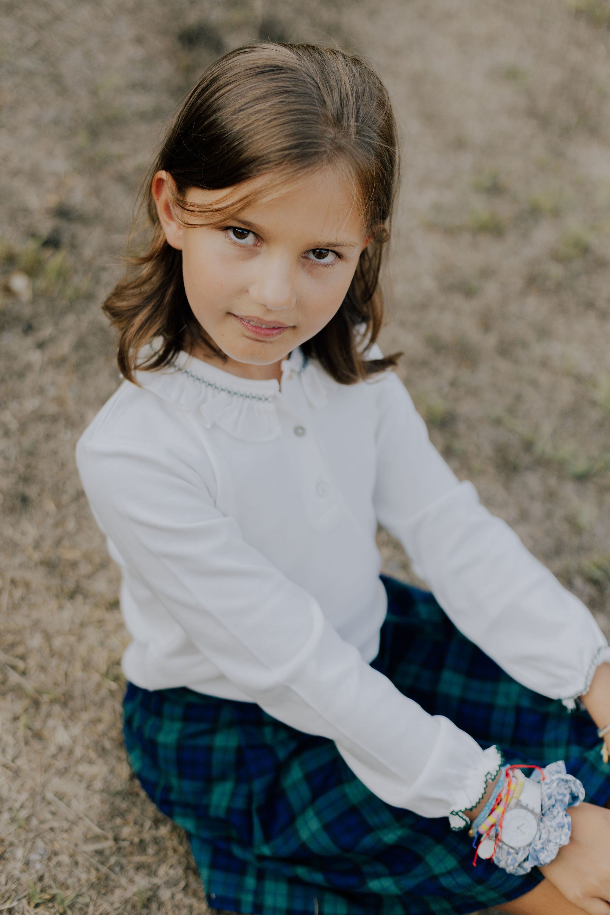 Girl Smock Polo - Navy
