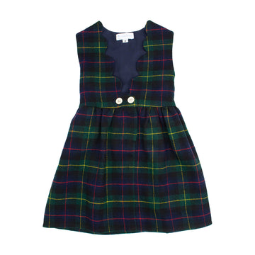 Scallop Dress - Green Tartan