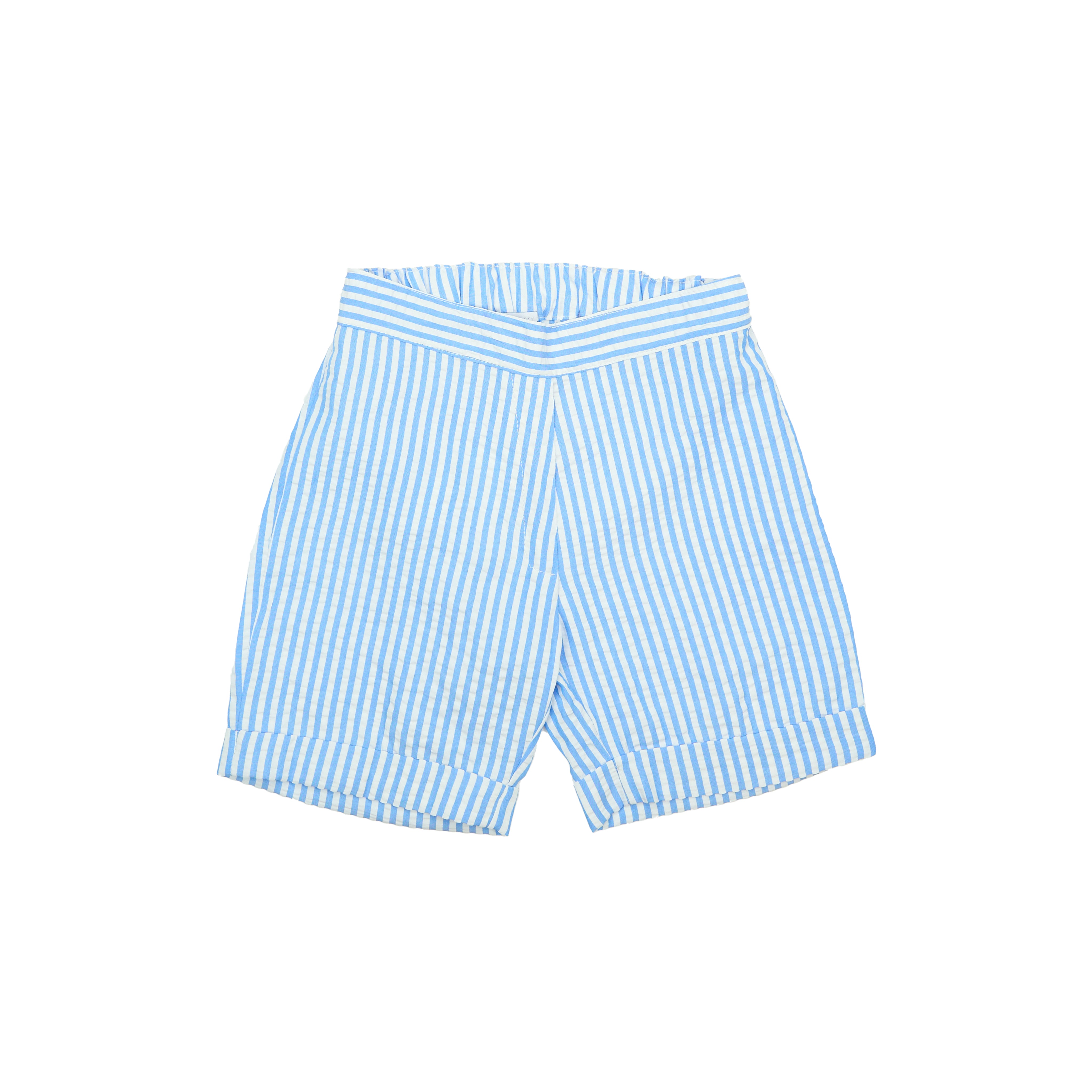 Boy Shorts - Light Blue Seersucker Stripes