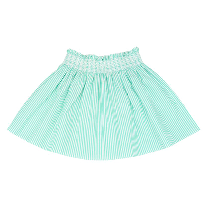 Smock Skirt - Water Green Stripes