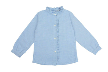 Girl Shirt Flanella - Light Blue Nailhead